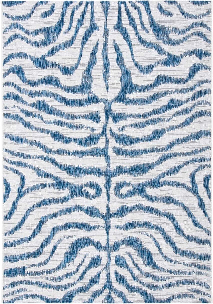 Safavieh Courtyard Collection – Alfombra decorativa, 2 x 3 pies 7 pulgadas, color marfil y azul marino, no desprende pelusa y de fácil cuidado, para