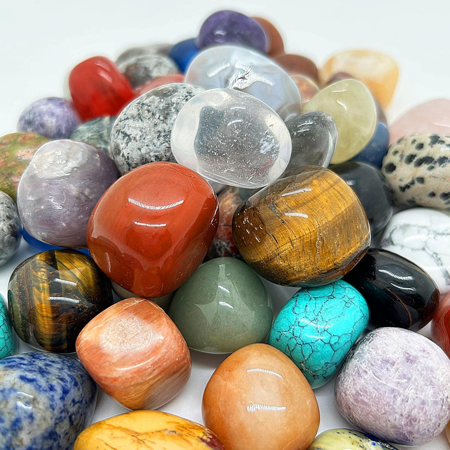 Juego de piedras preciosas pulidas de color natural mezclado de 2 libras, piedras preciosas para reiki, chakra, curación, decoración del hogar