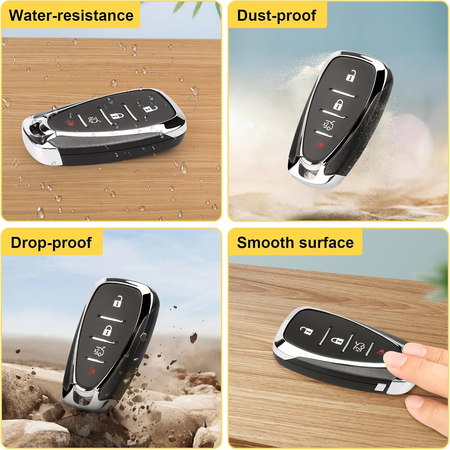 Llavero de repuesto HYQ4EA compatible con Malibu Cruze Camaro 2016 2017 2018 2019 2020 2021, 433 Mhz 4 botones inteligente sin llave control remoto,