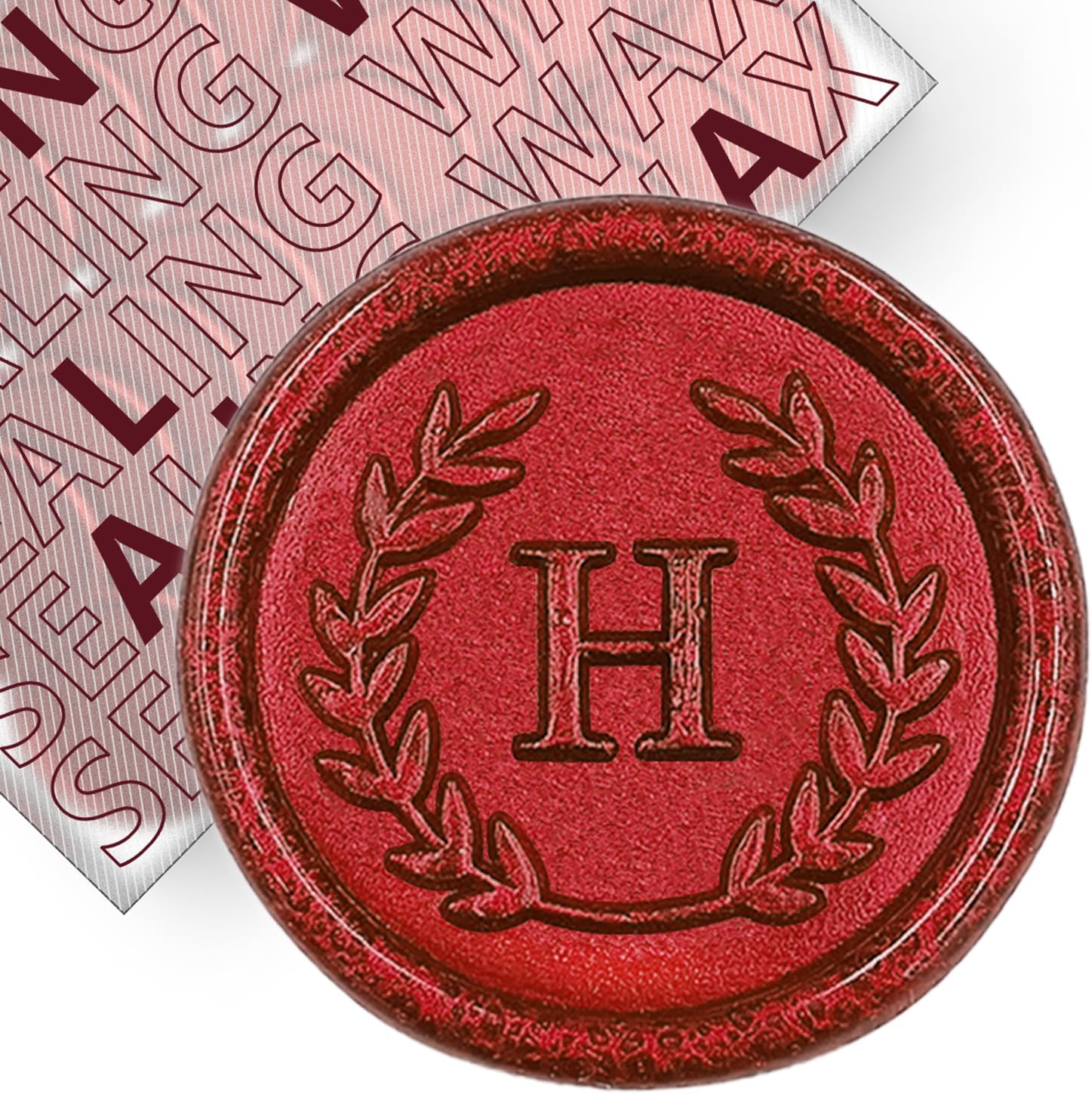 50 calcomanías adhesivas de cera con letra H rojas, hechas a mano, sin necesidad de sellar, rasgar y usar calcomanías de cera para invitaciones de