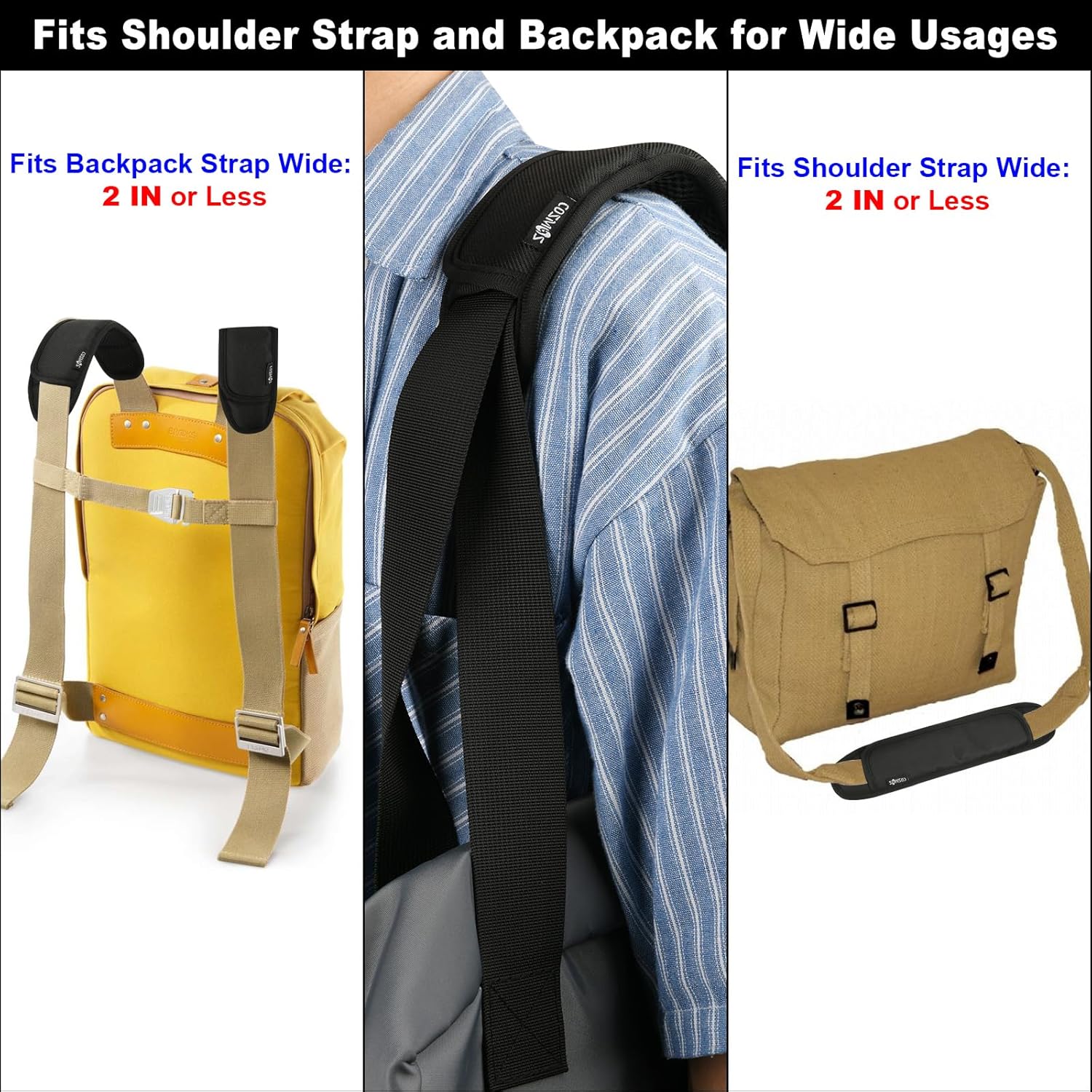 Cosmos 2 correas de hombro para mochila, almohadillas universales de repuesto para bolsa de laptop, bolsa de mensajero, bolsa de viaje, bolsa de