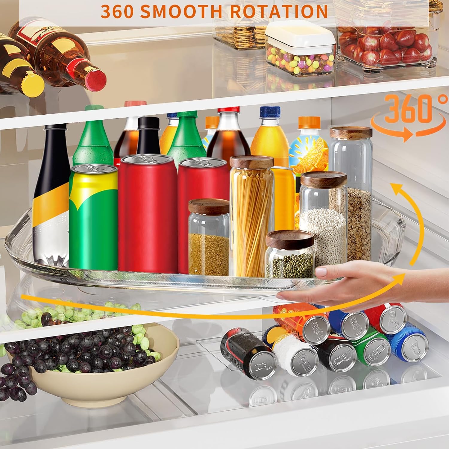 Fungrins Lazy Susan, Lazy Susan para refrigerador, refrigerador Lazy Susan, organizadores y almacenamiento de refrigerador, organizadores de cocina