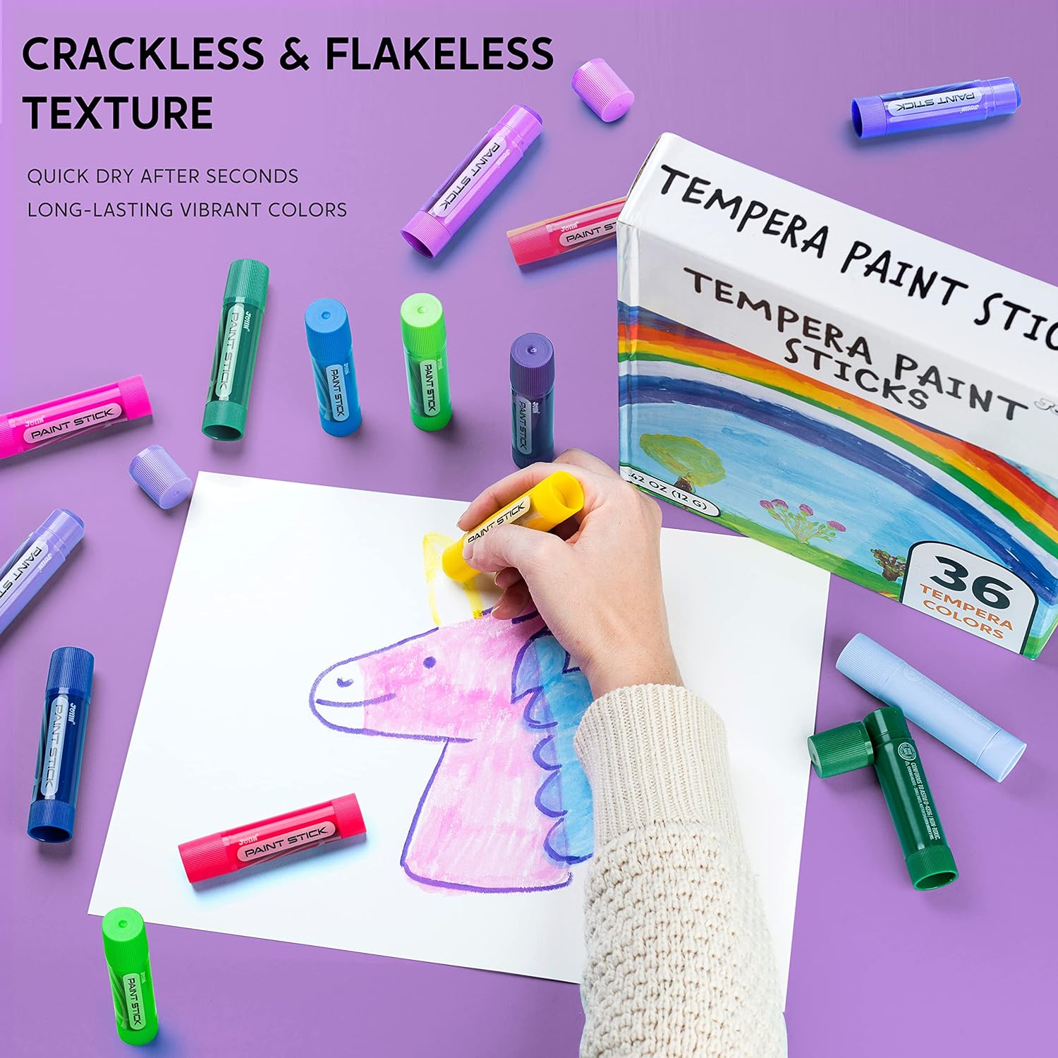 JOYIN 36 barras de pintura de témpera lavables surtidas, de secado rápido y sin ensuciar, para proyectos de artes y manualidades, regalos de Pascua