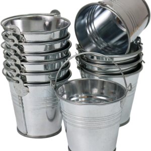 GIFTEXPRESS Paquete de 96 mini cubos de metal con asas, pequeños cubos de lata galvanizados para recuerdos de fiesta, suculentas, bodas GIFTEXPRESS Paquete de 96 mini cubos de metal con asas, pequeños cubos de lata galvanizados para recuerdos de fiesta, suculentas, bodas