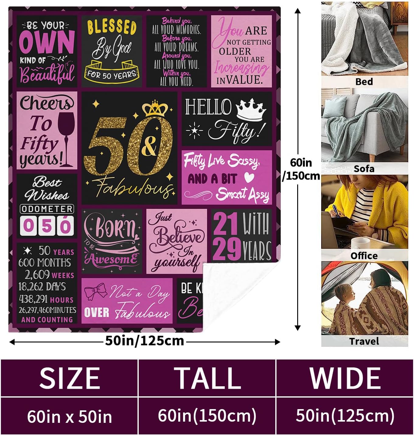 Regalos de cumpleaños 50 para mujeres, regalos para mujer de cumpleaños número 50, regalos de feliz cumpleaños 50 para mujeres, regalo de cumpleaños