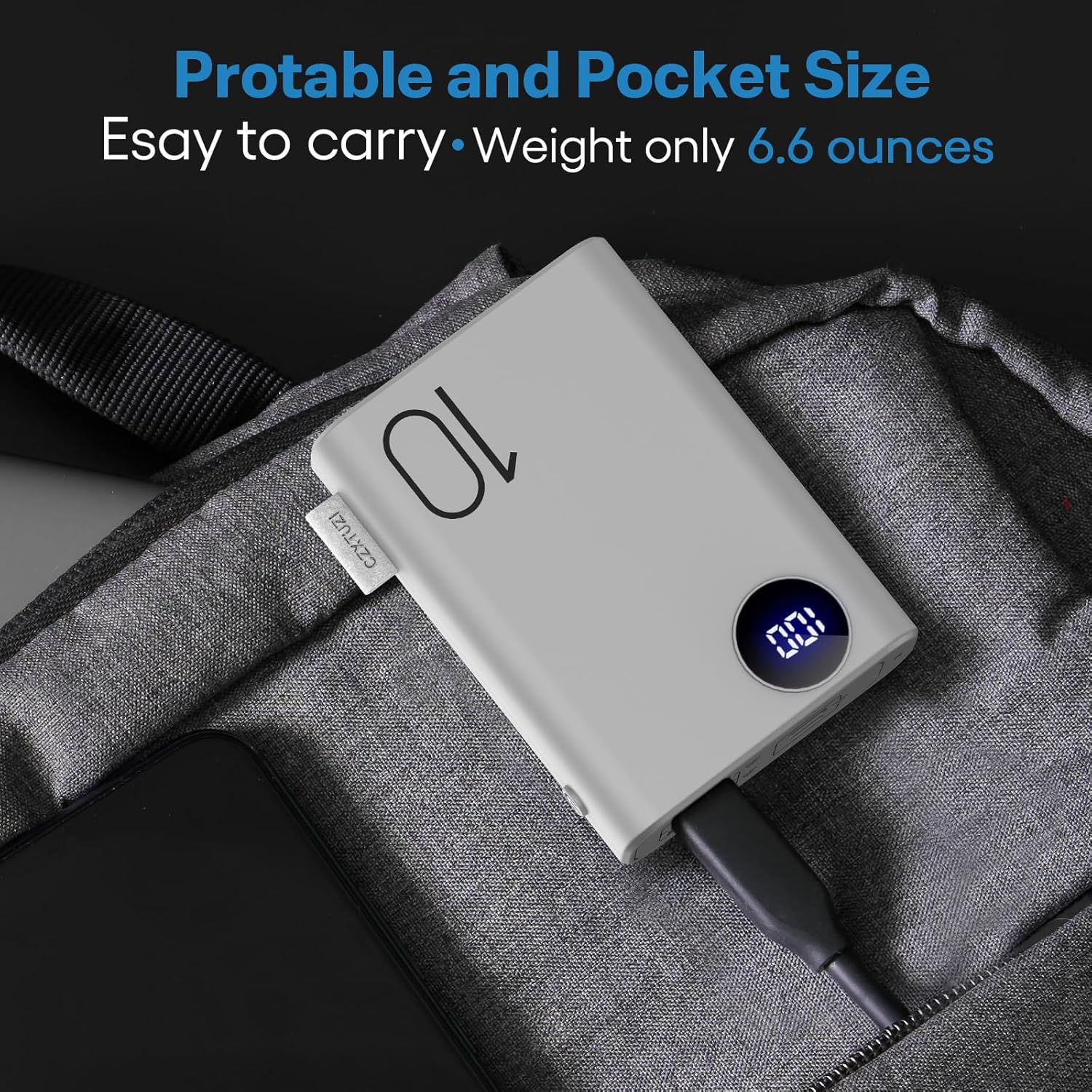 Banco de energía de 5 V 2 A para chaleco calentado, tamaño de paquete de 10000 mAh, batería de chaqueta calentada, cargador portátil con pantalla