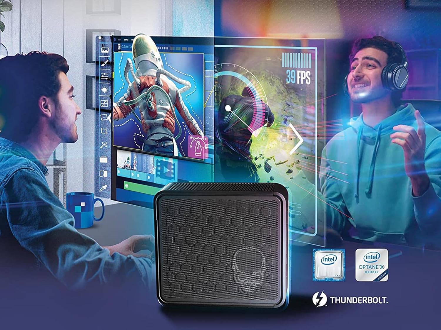 Intel NUC 9 NUC9i5QNX Mini PC de escritorio empresarial (Intel 4-Core i5-9300H, 16 GB de RAM, SSD de 1 TB, gráficos UHD) Ghost Skull Canyon Extreme