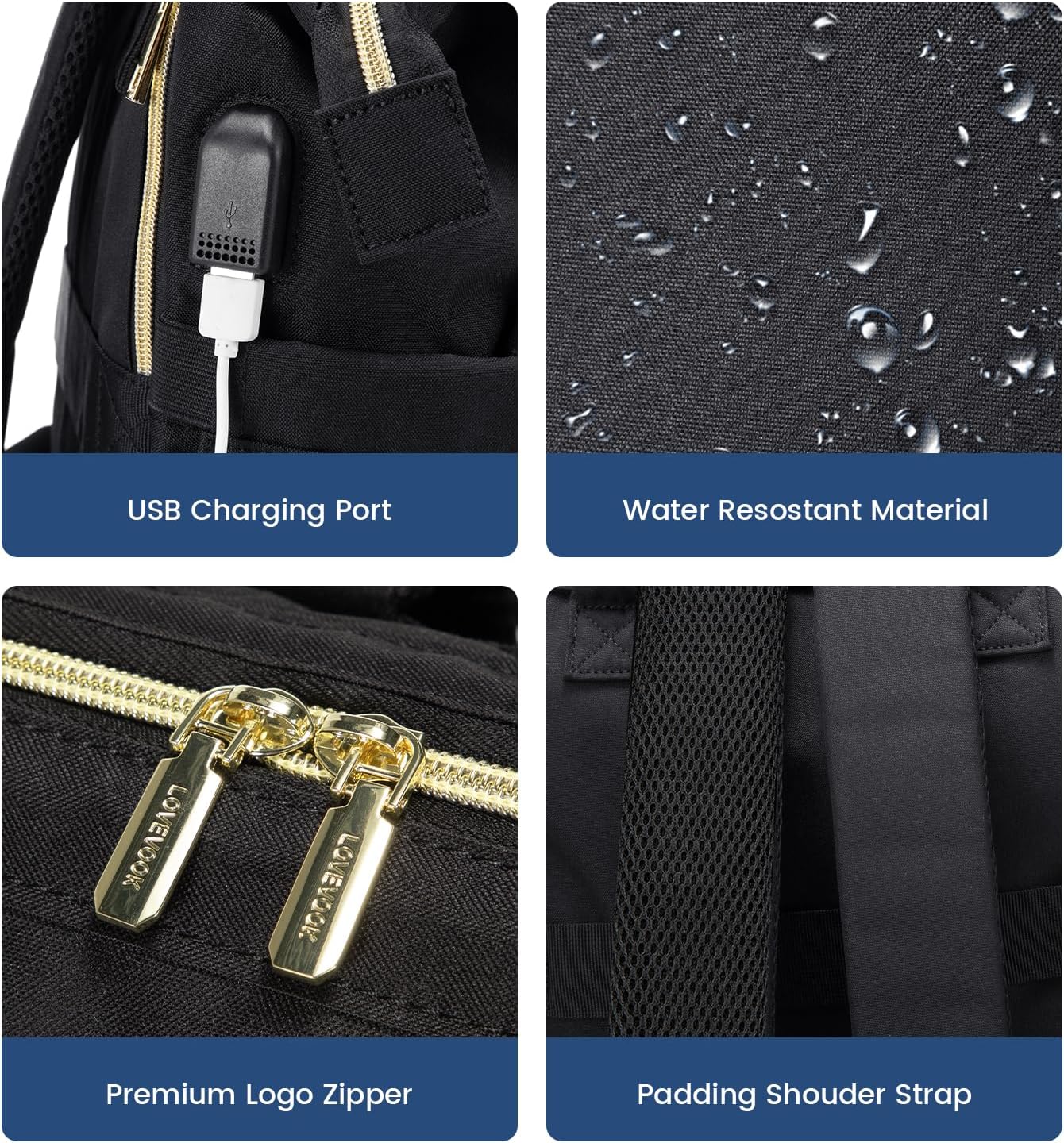 LOVEVOOK Mochila para laptop para mujer, mochila para profesores, bolsas de enfermería, mochila de trabajo para mujer, bolsa impermeable antirrobo,