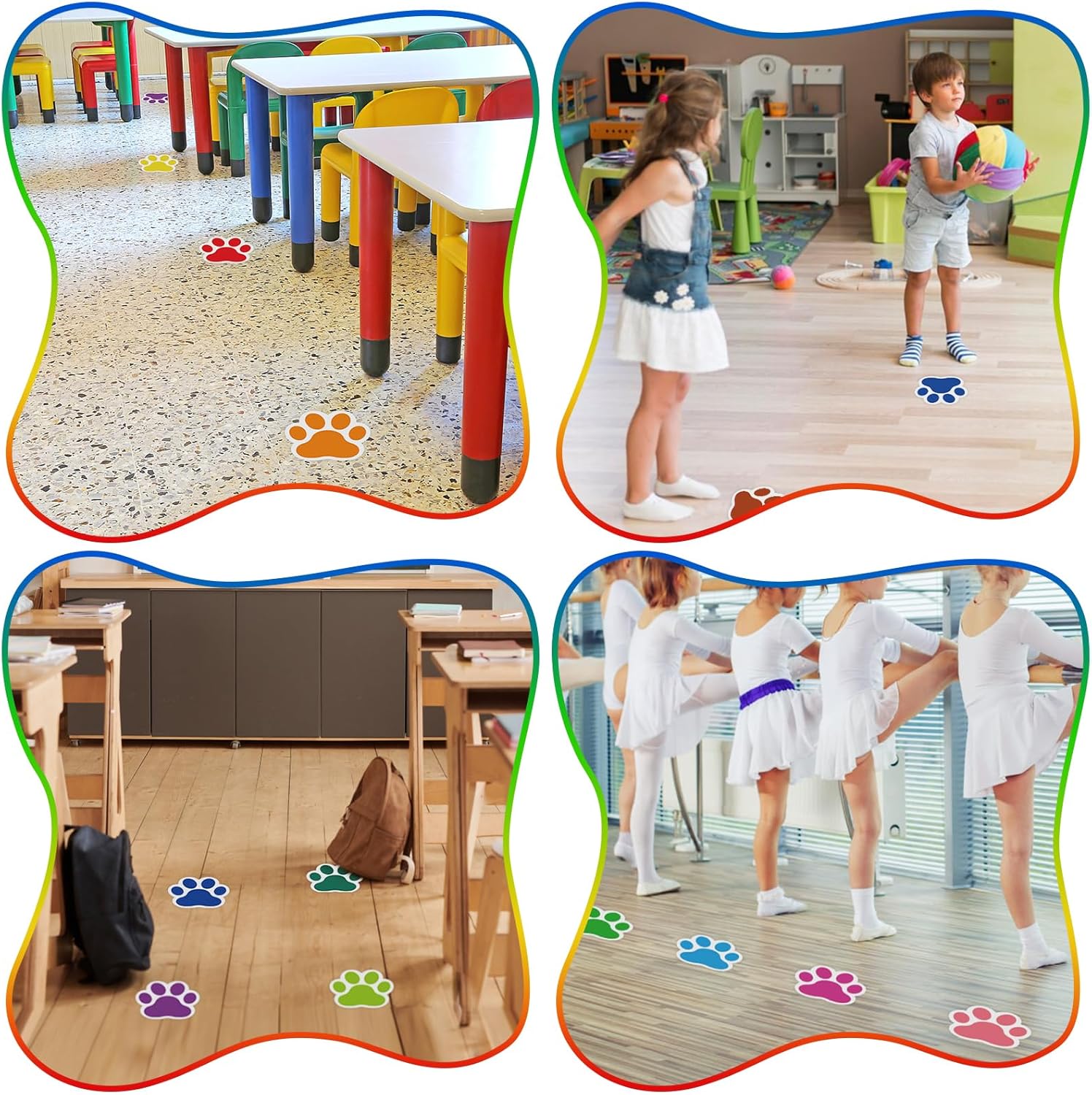 58 calcomanías de suelo para aula, 5 pulgadas, puntos de línea de aula, marcadores de puntos de piso, calcomanías autoadhesivas para el suelo para