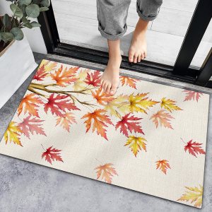 Bath Rugs Entrance Non Slip Front Door Mat Autumn Watercolor Maple Leaves Thanksgiving Kitchen Carpets Farm Tree Deciduous Floor Mats for Bathroom Bath Rugs Entrance Non Slip Front Door Mat Autumn Watercolor Maple Leaves Thanksgiving Kitchen Carpets Farm Tree Deciduous Floor Mats for Bathroom