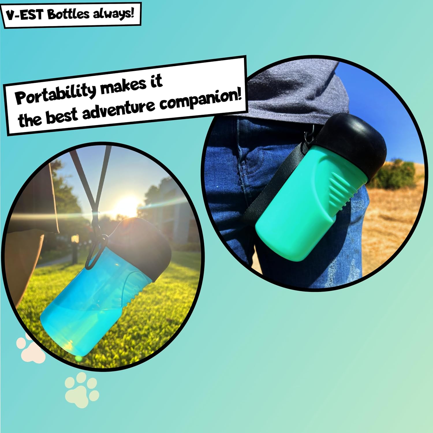 V-EST Botella de agua para perros  Botella de agua de viaje para perros  Botella para perro  Tazón de agua de viaje para mascotas  Botella de agua