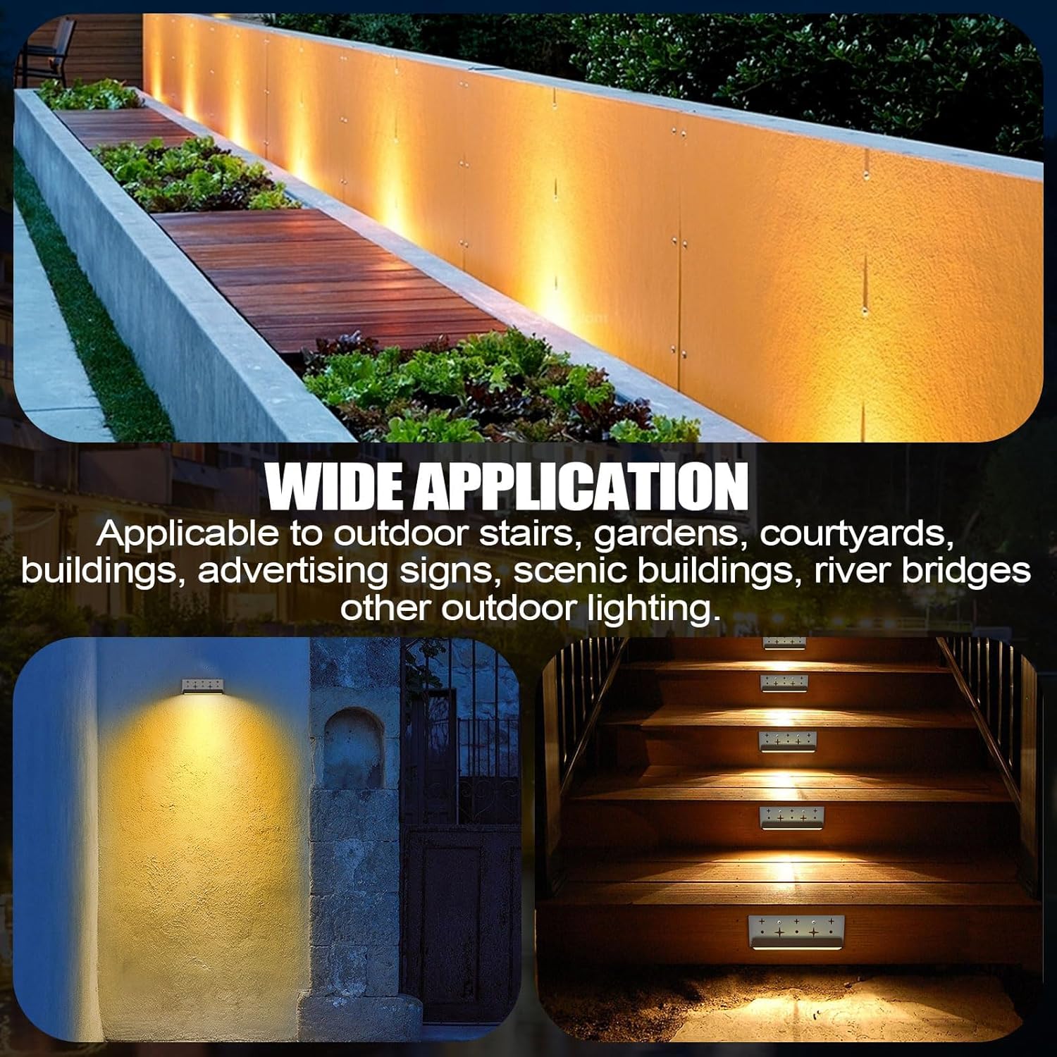 Iluminación LED clásica de 7 pulgadas, luces de pared, iluminación de paisaje, luces de paisaje de bajo voltaje de 12-36 V, luz dorada suave de 2400
