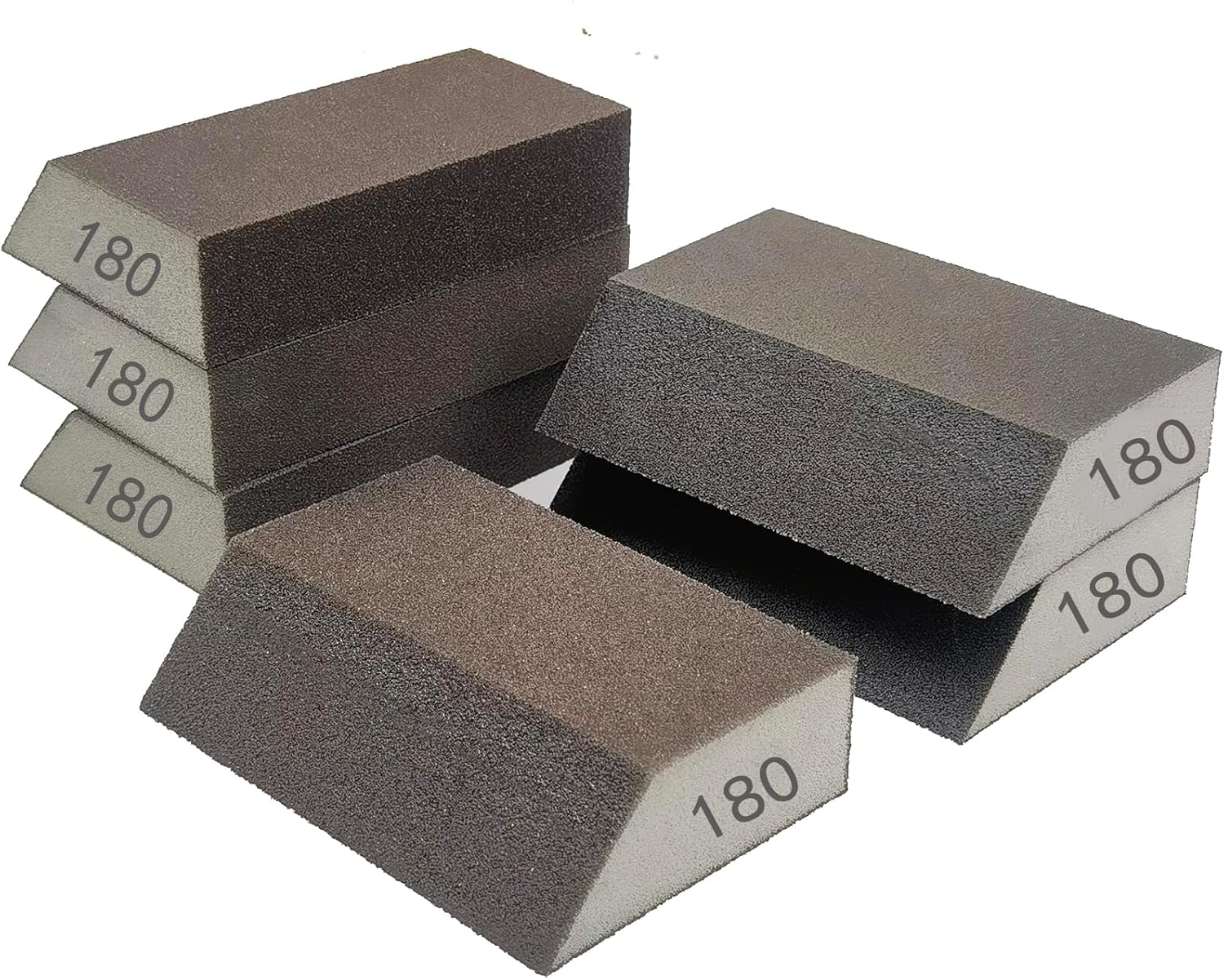 Paquete de 6 esponjas de lijado, surtido de bloques de lijado de grano 180, lavables y reutilizables para paneles de yeso de madera y metal para el