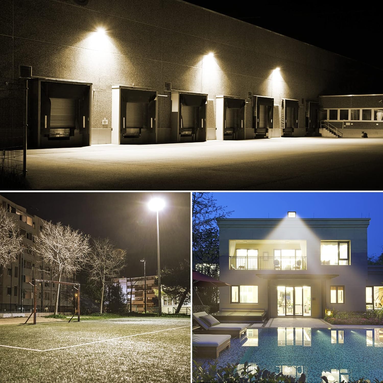 SKYWORLD Paquete de 2 luces LED de inundación para exteriores, 100 W, 10000 lúmenes, luz de inundación LED de seguridad, luz diurna de 4000 K, luz