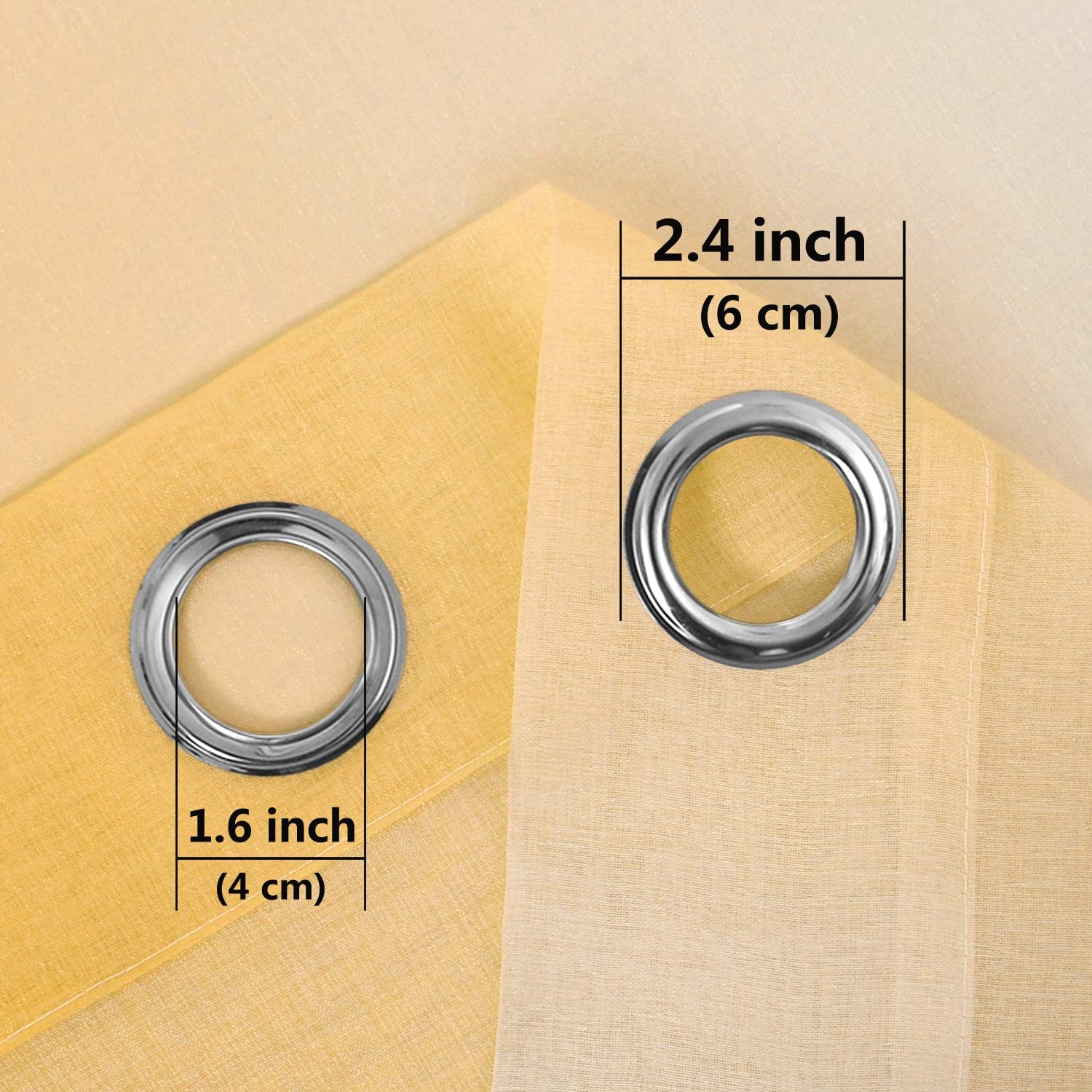 DWCN – Cortinas semitransparente estilo ombré con ojales en la parte superior para sala