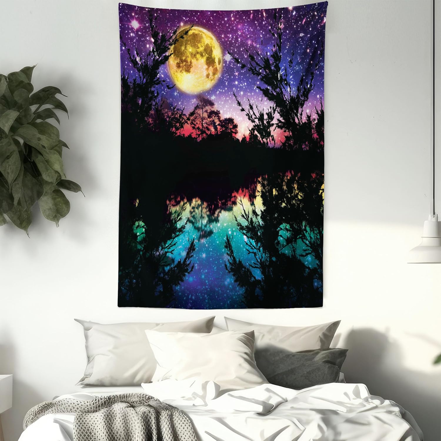 Colección Home Ambesonne, Paisajes de verano con flores púrpura en cascadas luz de sol, cuadro paraiso natural con luz de sol, cortina de ducha de