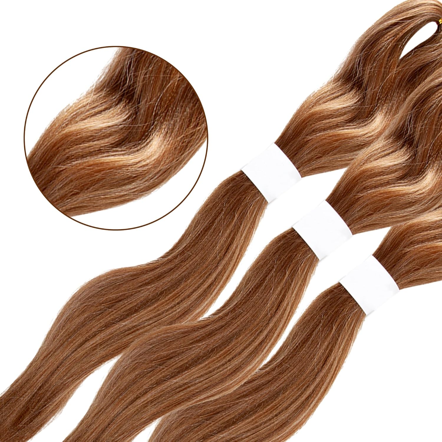 Cabello trenzado preestirado de 26 pulgadas, cabello largo dorado, 3 tonos, mezcla de 3 tonos, extensiones de cabello trenzado profesional de fibra