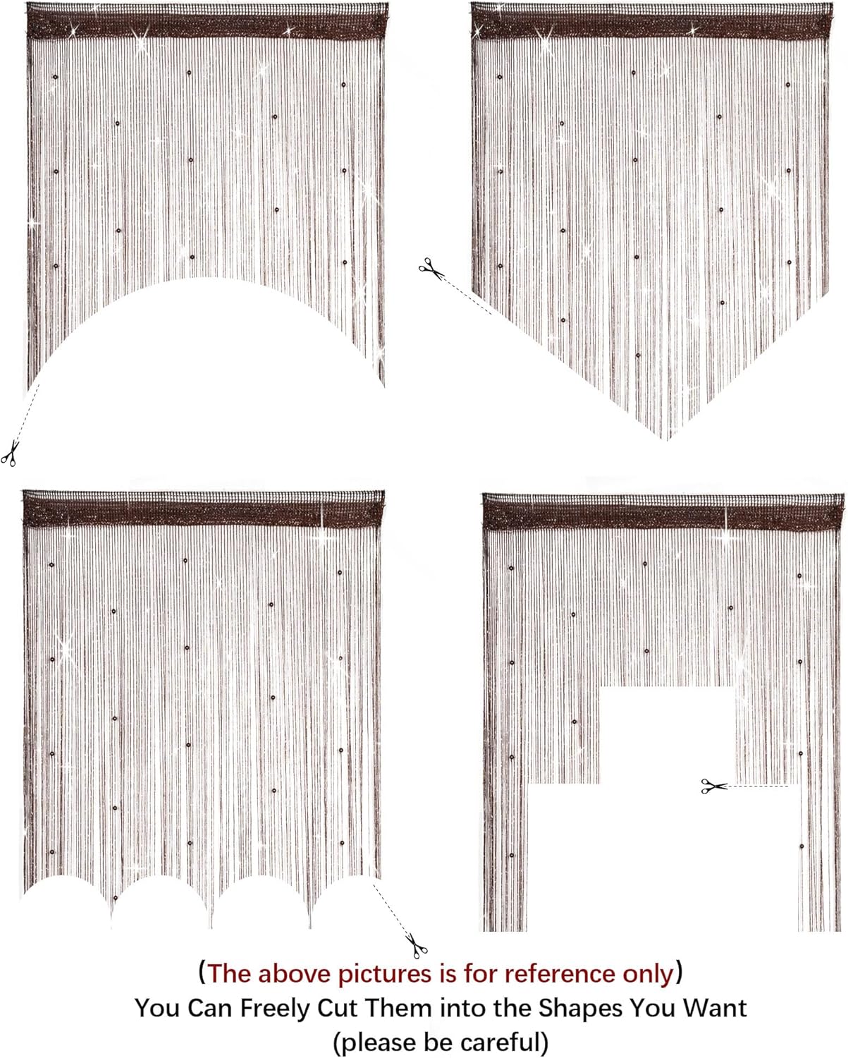 Vagasi Paquete de 2 cortinas con cuentas de 39 x 79 pulgadas, cortinas de cuentas de cristal para puertas, cortinas con borlas y purpurina, cortinas