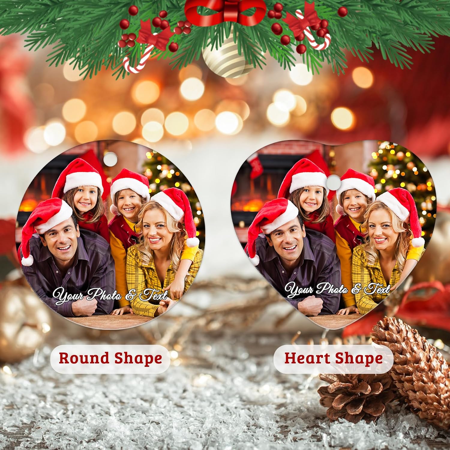 Adornos de Navidad personalizados 2023, adornos de Navidad personalizados con foto y texto, adorno para colgar en el árbol de Navidad, regalos para