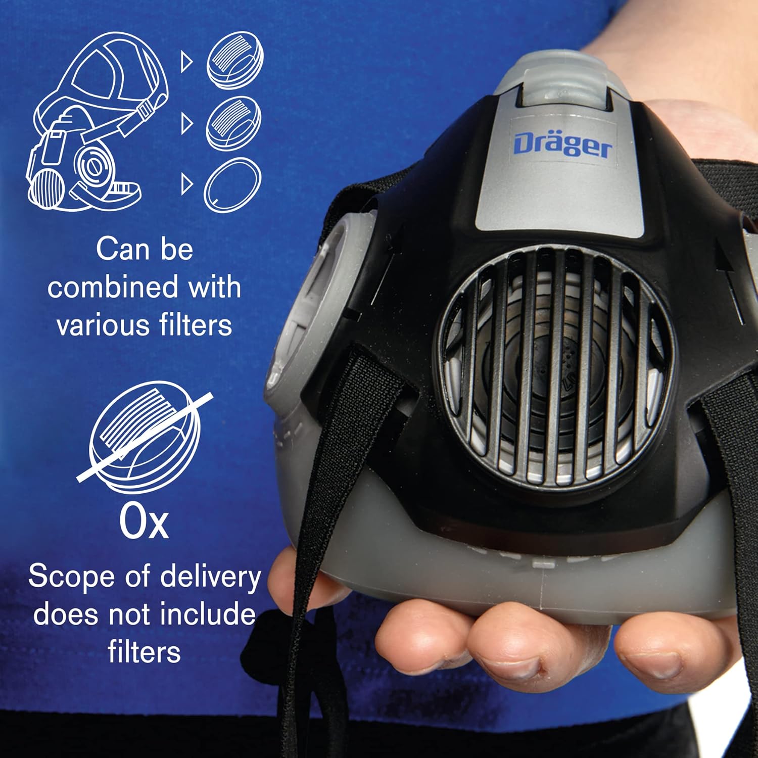 Dräger X-plore 3300 Máscara respiradora de media cara, tamaño L, aprobada por NIOSH