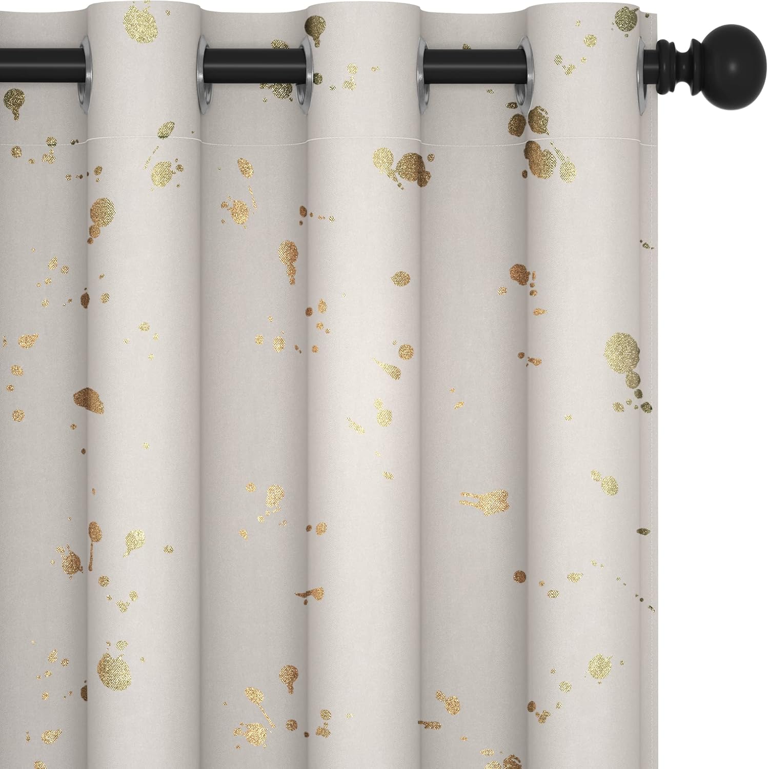 Cortinas opacas Deconovo para no dejar pasar el sol, con ojales, diseño de impresión dorada, para habitación