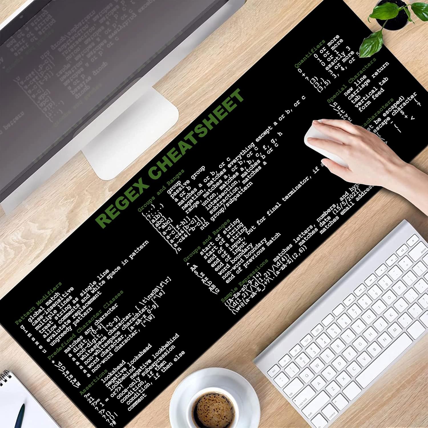 Desarrollador, Programador, Administrador de TI Referencia Rápida Extra Grande Mouse Pad Regex Cheat Sheet Alfombrilla de escritorio para Sys Admin,