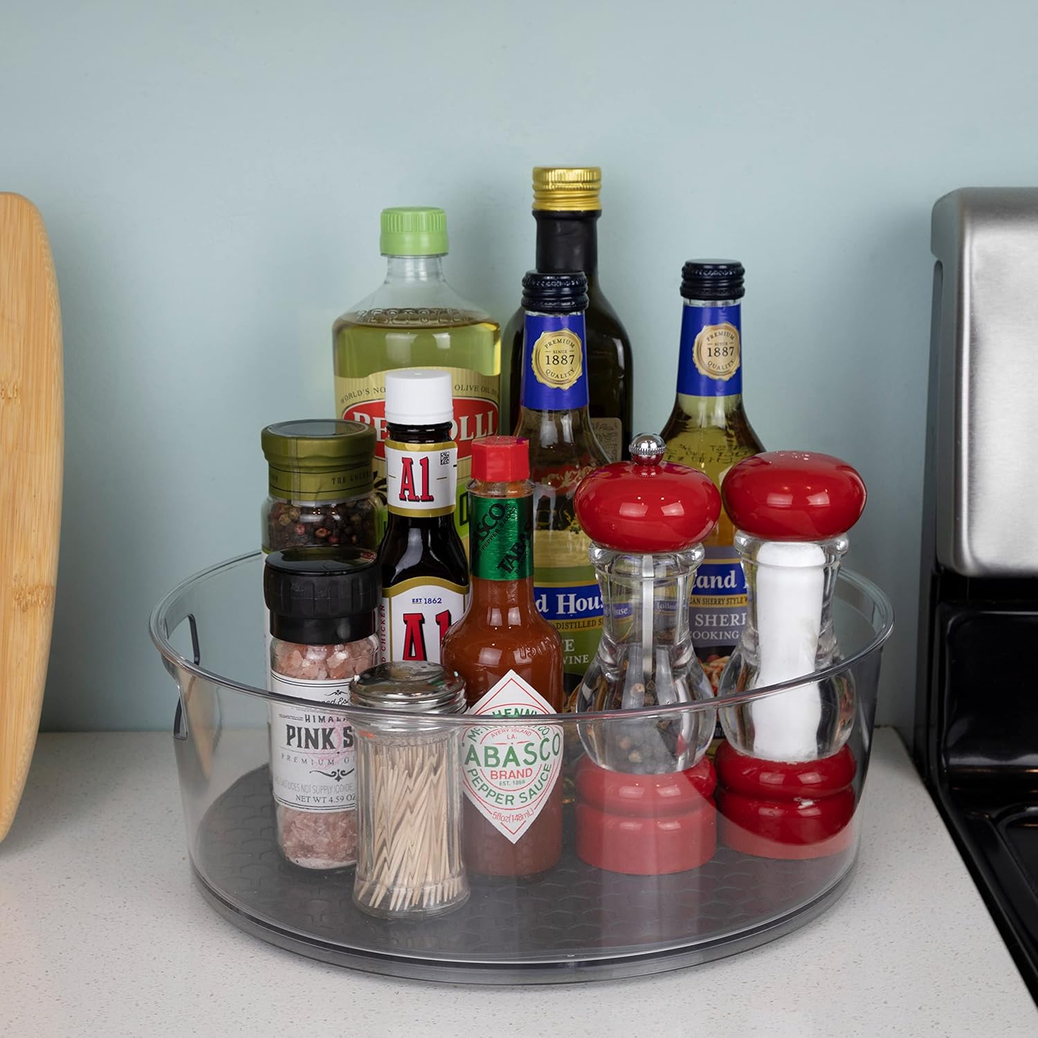 Spectrum Hexa Lazy Susan – Bandeja giratoria de almacenamiento para refrigerador, despensa, gabinete, mesa y organización de estantesperfecta para