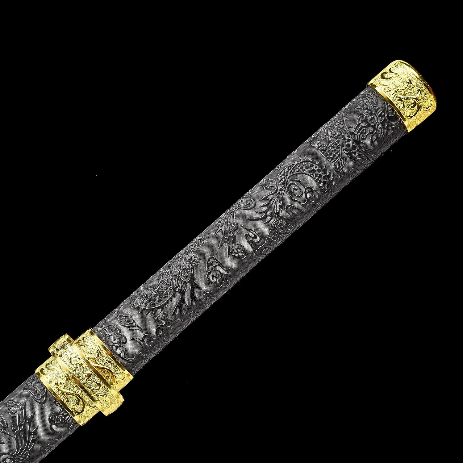 Patrón de dragón dorado, espada de vaina, samurái japonés, real, recto, completo Tang Jian (patrón de dragón dorado)