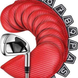 Iron Golf Head Club Set,10pcs Golf Iron Covers, Black Leather Headcover Wedge Covers for Callaway Taylormade Ping Cobra RH and LH Etc Iron Golf Head Club Set,10pcs Golf Iron Covers, Black Leather Headcover Wedge Covers for Callaway Taylormade Ping Cobra RH and LH Etc
