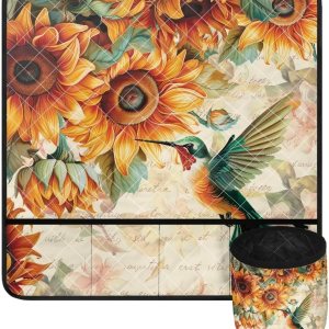 Kathyboom Tapetes para máquina de coser de girasol y colibrí para mesa con bolsillos, para máquinas de coser de Acción de Gracias, alfombrillas para Kathyboom Tapetes para máquina de coser de girasol y colibrí para mesa con bolsillos, para máquinas de coser de Acción de Gracias, alfombrillas para