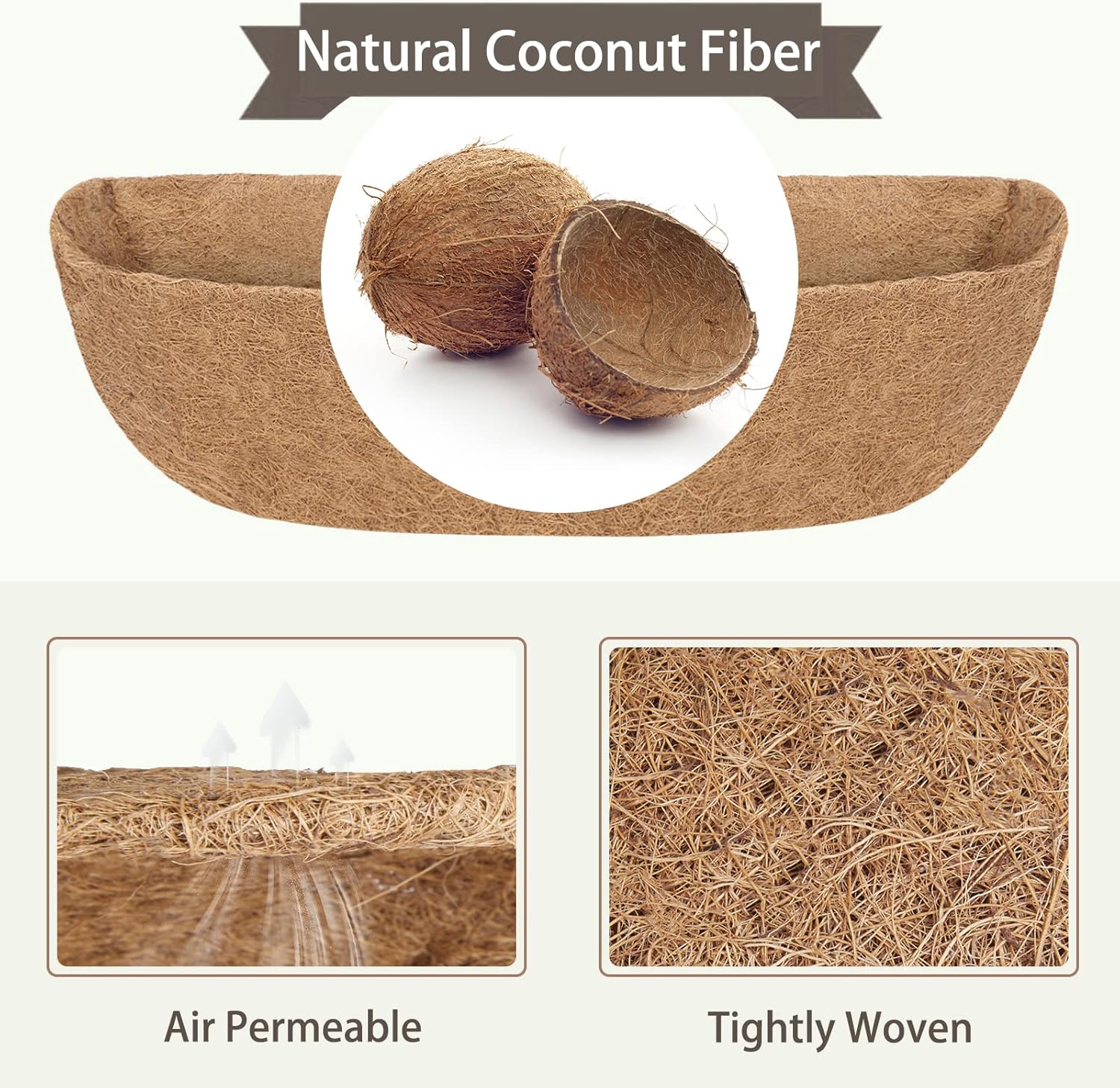 4 forros de coco para macetas de 36 pulgadas, revestimientos resistentes para ventanas, reemplazo perfecto para los viejos, 100% natural, fácil de