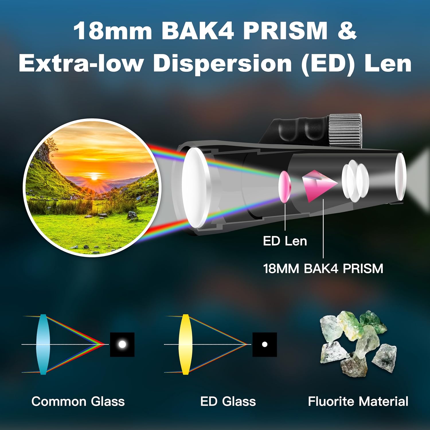 Nuevo monocular Andmars de 12 x 56 ED de alta potencia para adultos. Telescopio impermeable con caja, adaptador de teléfono y trípode. Revestimiento