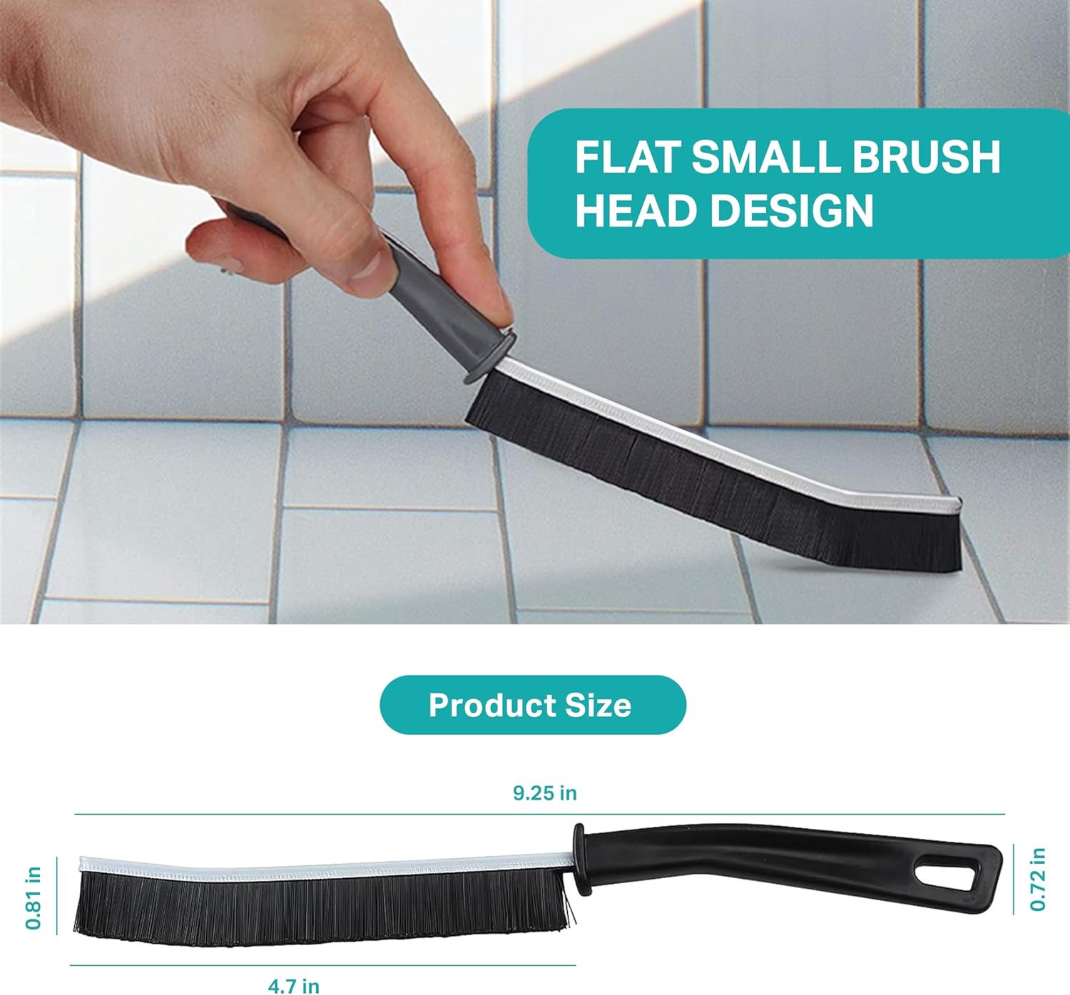 UNBLA Cepillo de limpieza de hendiduras de cerdas duras negras, juego de 3 piezas, ideal para baño, cocina, azulejos, limpieza profunda, riel de