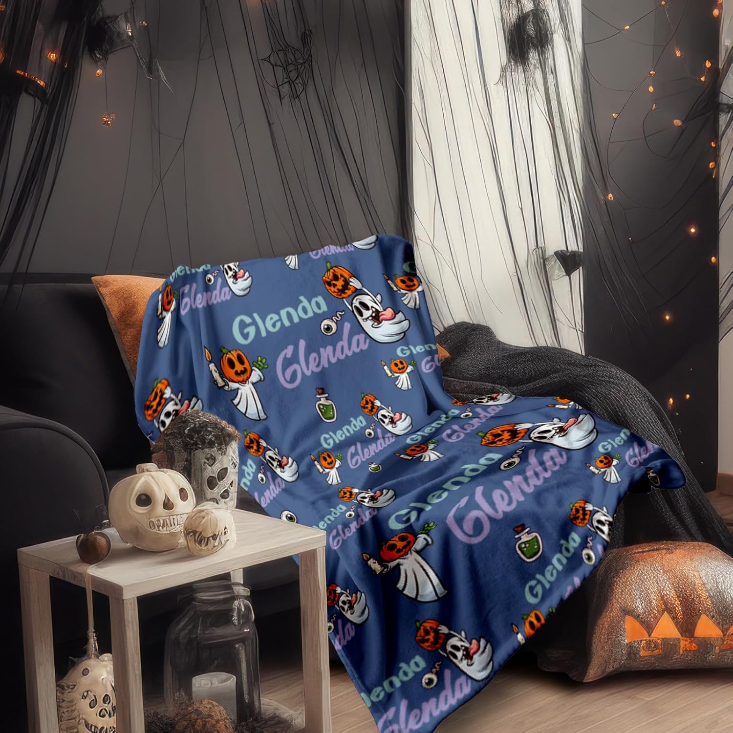 Manta de Halloween personalizada para niñas, manta de bebé personalizada para niños con nombre, manta personalizada súper suave para niños,