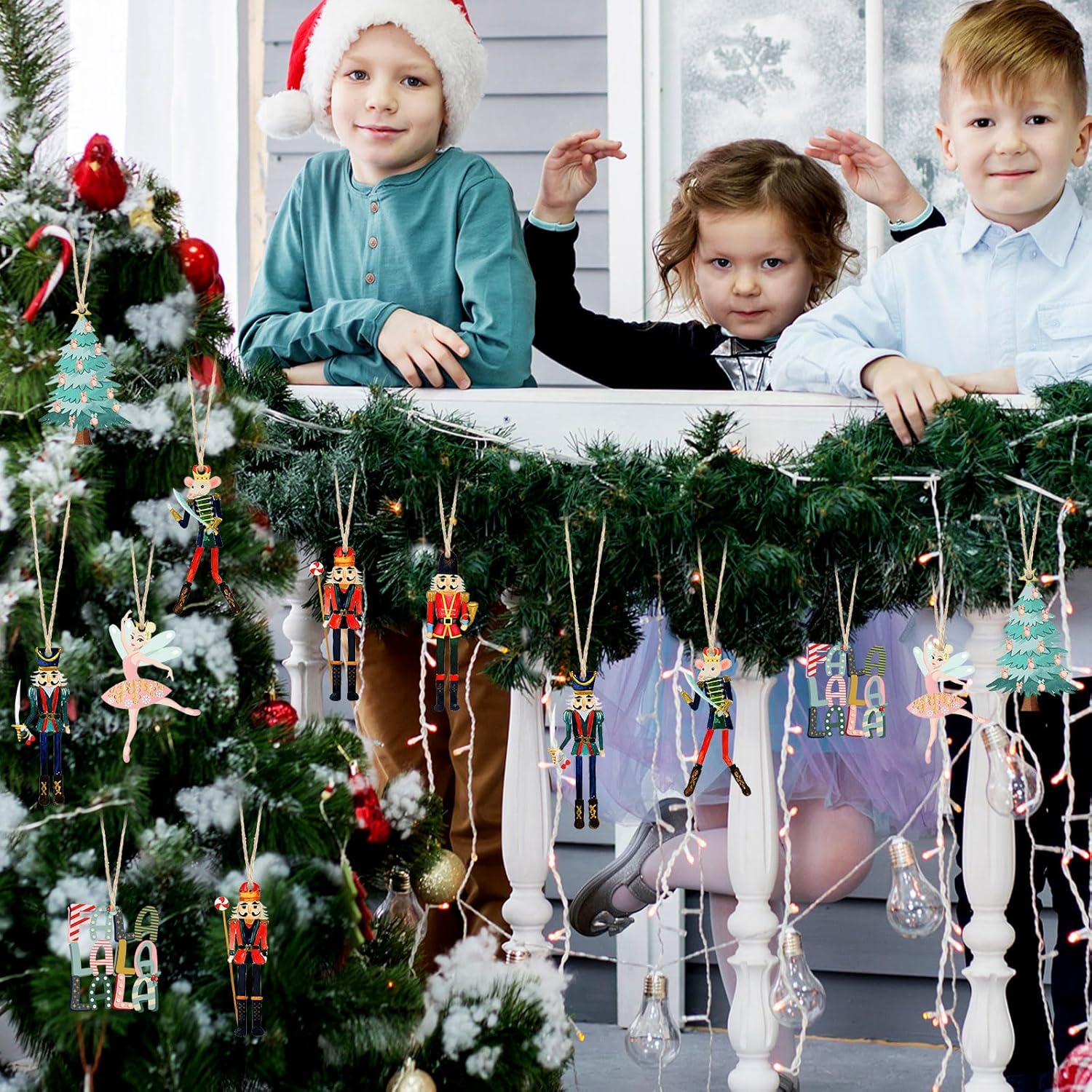 Juego de 24 adornos de cascanueces de Navidad, adornos de cascanueces de madera para rey y soldado, adornos decorativos pequeños de madera, adornos