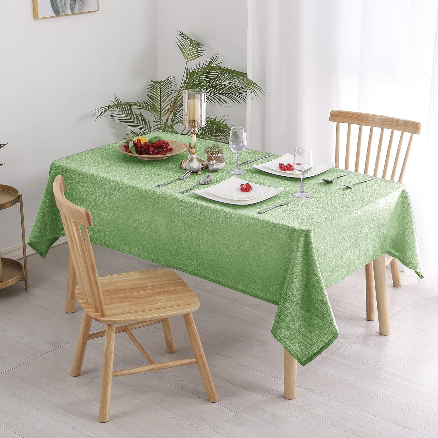 Hiasan Mantel rectangular de lino sintético, resistente a las arrugas y a las manchas, mantel lavable para cocina, comedor, mantel de vacaciones