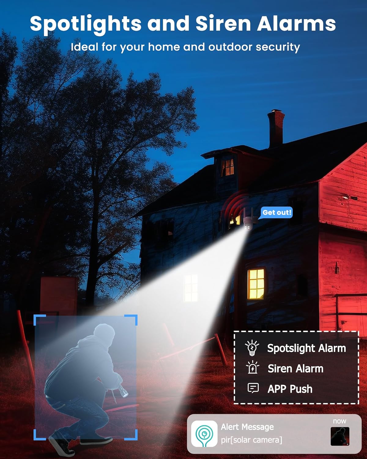 Cámaras de seguridad solares inalámbricas para exteriores, paquete de 2 cámaras de seguridad de 3 MP inalámbricas para exteriores, cámara WiFi de