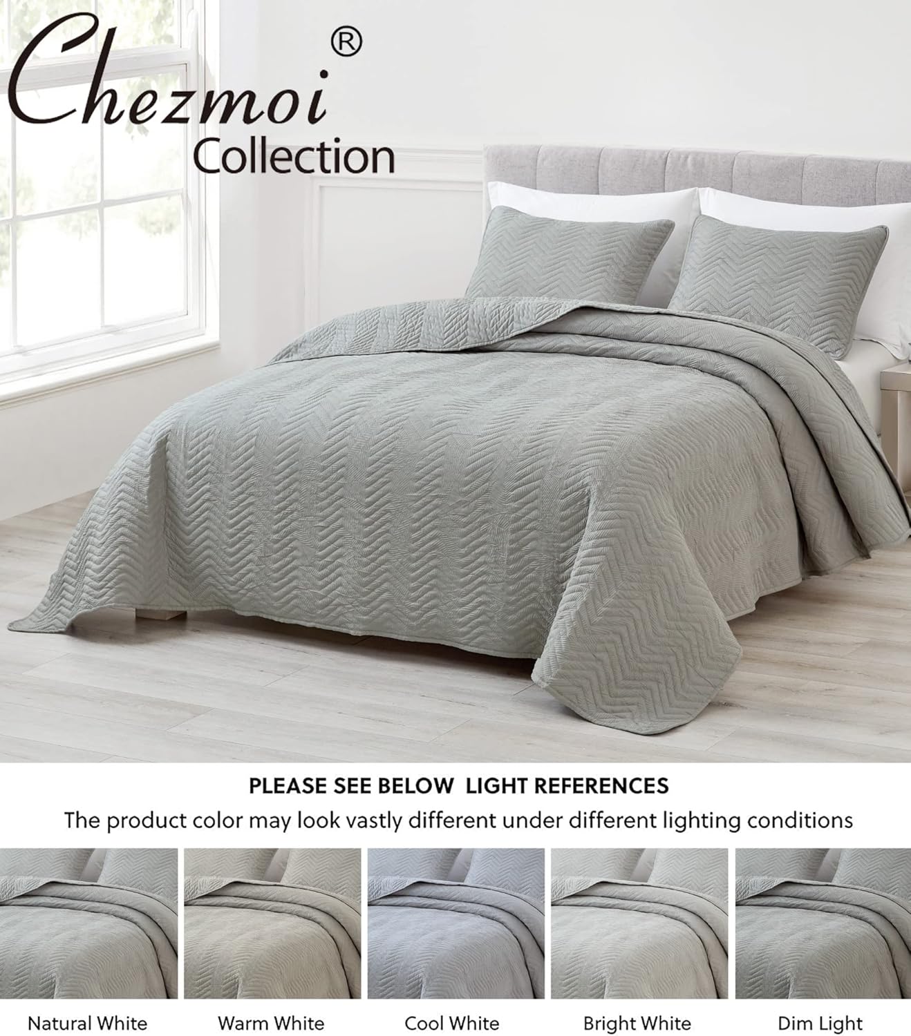 Chezmoi Collection Weaver – Juego de edredón de 3 piezas, tamaño King, color gris, de microfibra suave aplastada, ligera, colcha reversible