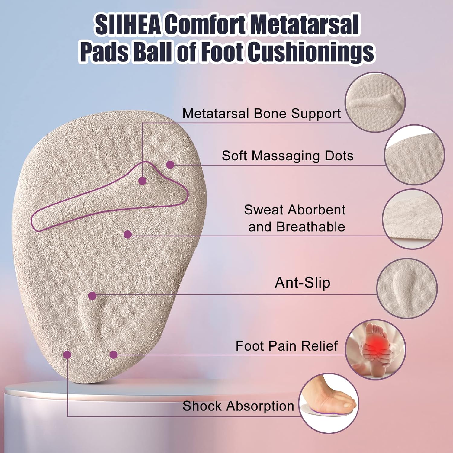 Almohadillas metatarsianas, almohadillas de bola de pie, inserciones de talón para mujeres, dolor de pies, tacón alto cómodo relleno de zapatos,