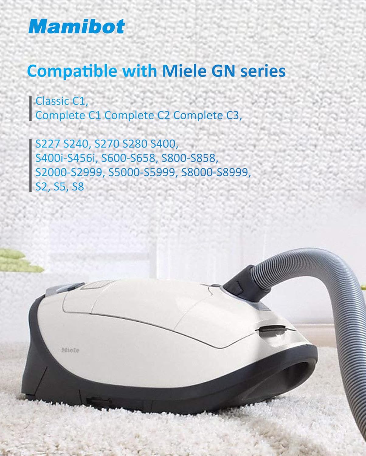 Mamibot 10 bolsas de vacío para Miele GN Airclean, bolsa de polvo con recipiente 3D, compatible con Miele Classic C1, C2C3 completo, S400i S600 S2