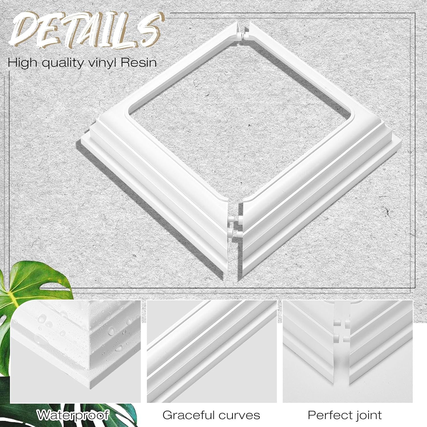 Thyle Falda de vinilo para postes de 4 x 4 pulgadas, cubierta de columna para porche, cubierta, base de poste de vinilo para poste de vinilo blanco