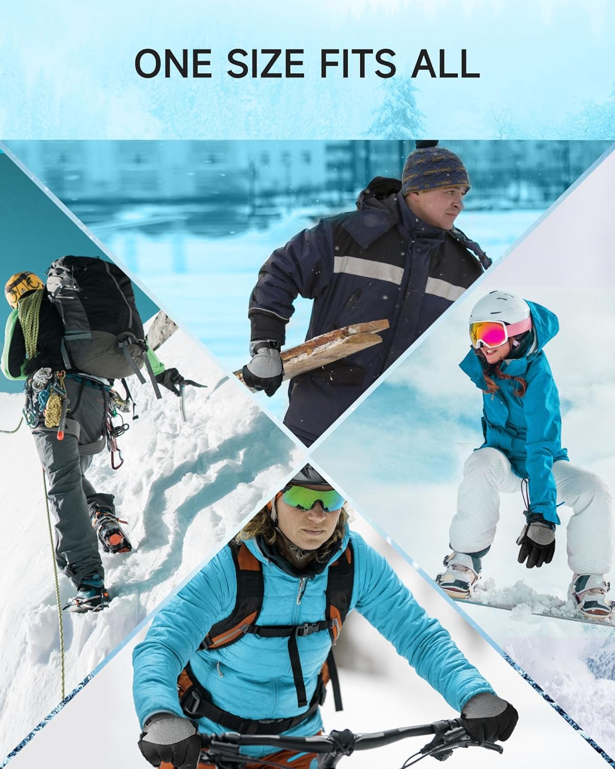 ALLJOY Guantes térmicos para hombres y mujeres, baterías recargables de 5000 mAh, 3 niveles de calefacción, guantes eléctricos para pantalla táctil,
