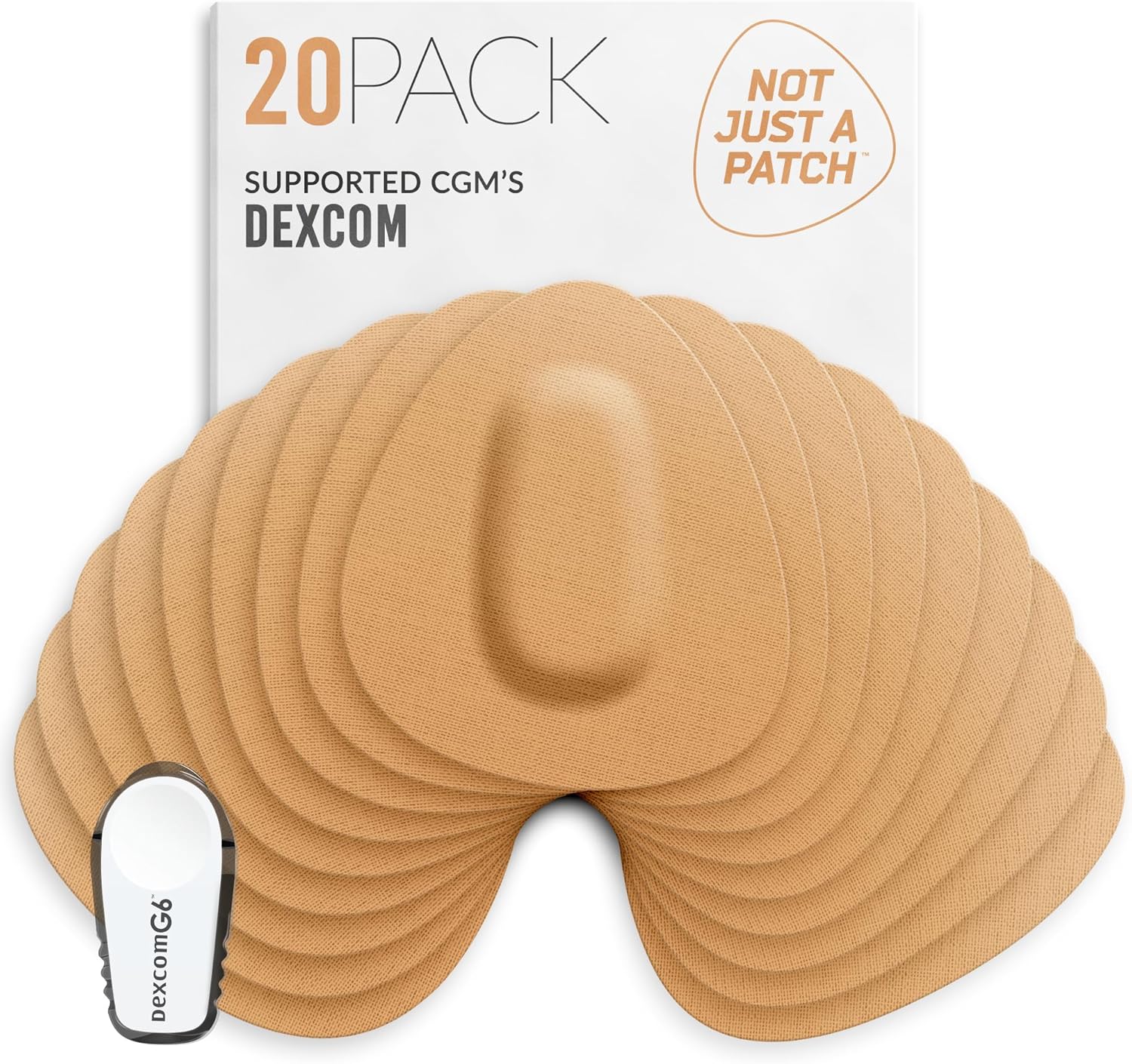 Not Just A Patch Parches con sensor CGM para Dexcom G6 y MiaoMiao (paquete de 20)  Resistente al agua y duradero para un estilo de vida activo