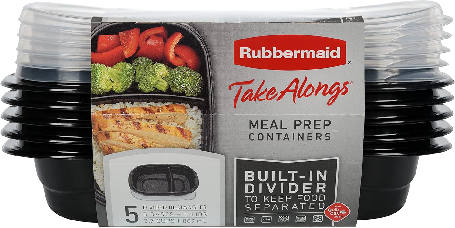 Rubbermaid Take Alongs 3.7 Cups Black Recipiente de comida y tapa 5 pk – Cantidad total 1