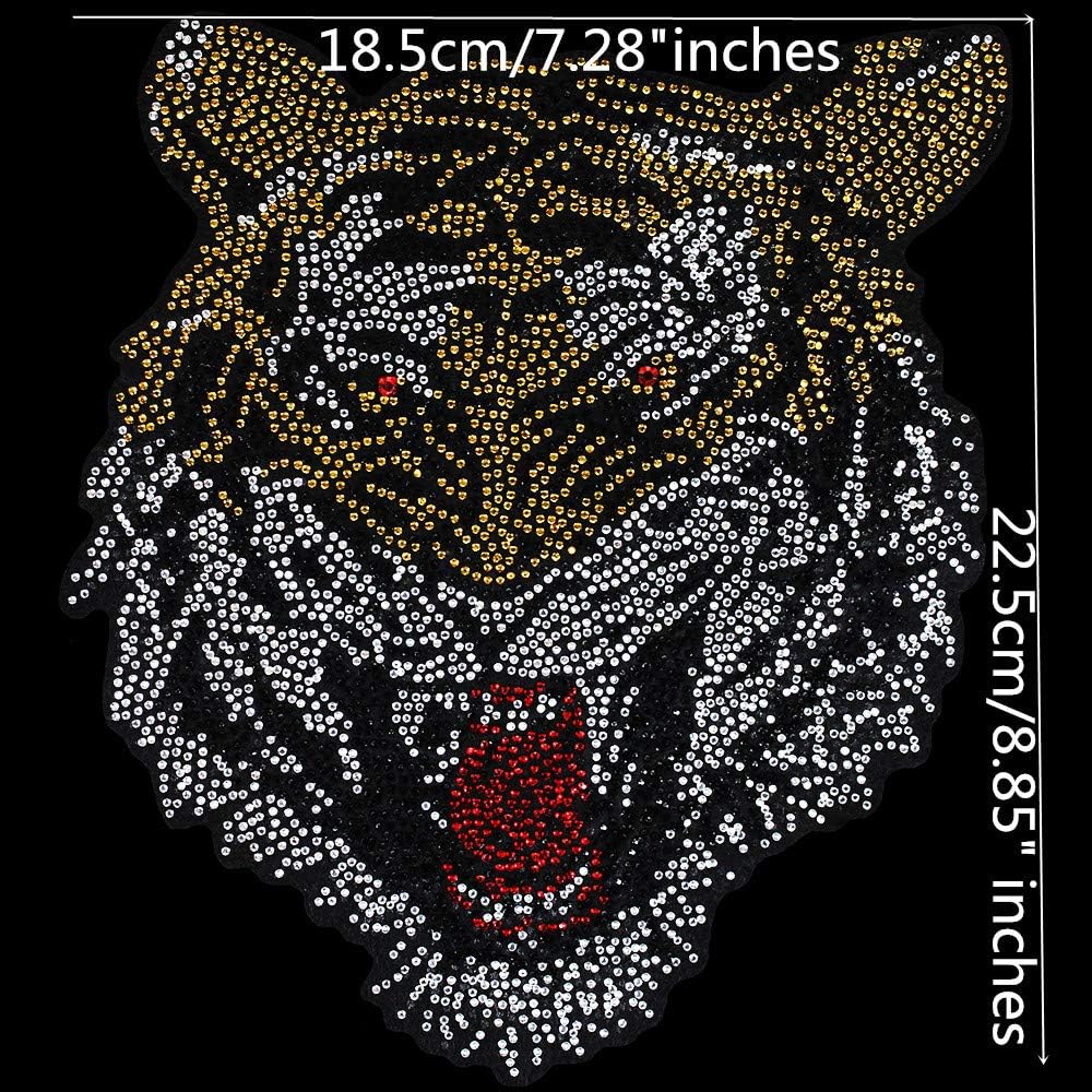 EMDOMO Tiger Rhinestones Hot Fix Applique hierro en parches de transferencia Scrapbooking DIY para camiseta vestido ropa accesorios TH1489