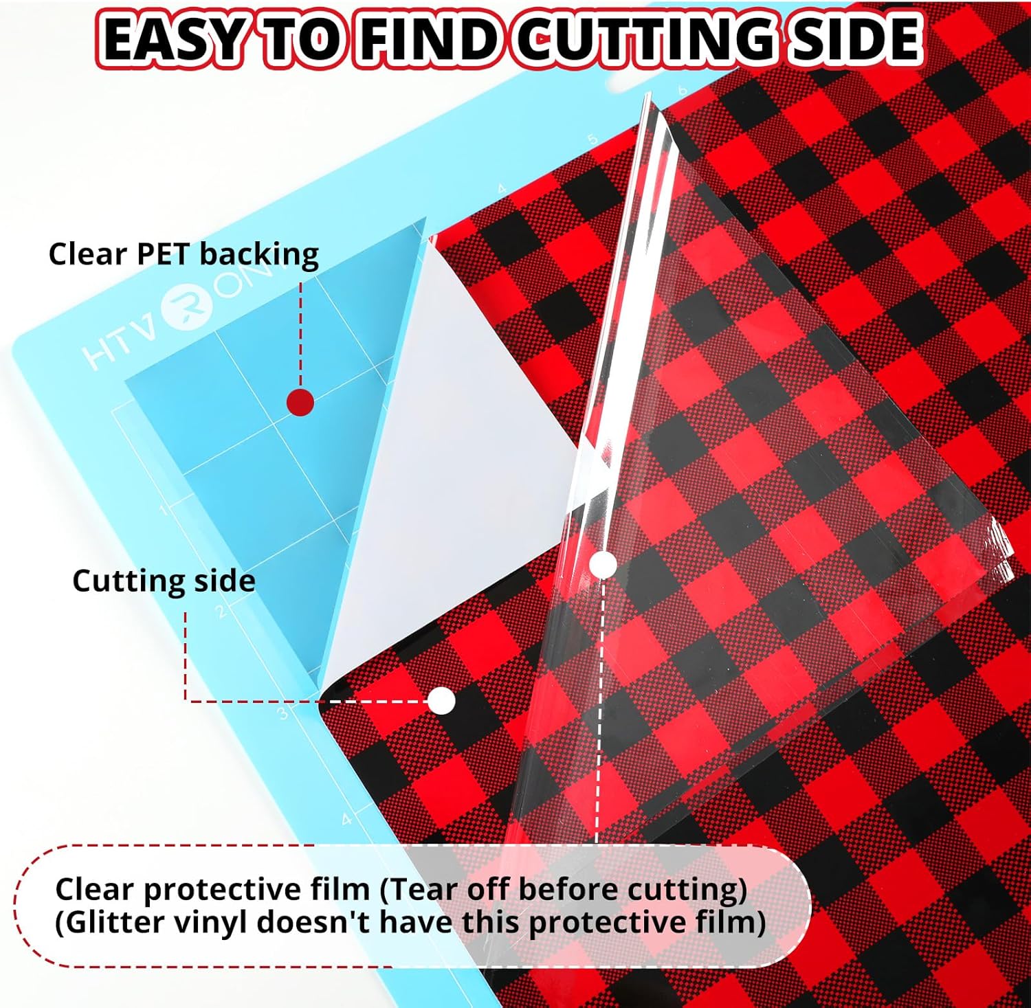HTVRONT Buffalo Plaid – Vinilo permanente a cuadros, 12 hojas de vinilo permanente de 12 x 12 pulgadas para máquina Cricut, incluye 7 vinilos