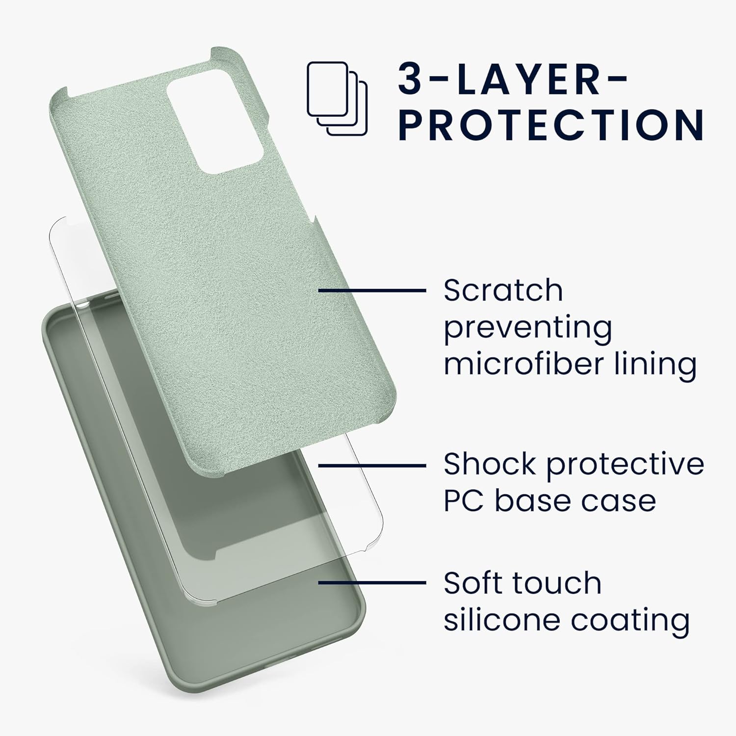 kwmobile Funda compatible con Xiaomi Redmi Note 11 Pro  11 Pro (5G)  12 Pro (4G) – Funda de silicona TPU con acabado suave – Gris Verde
