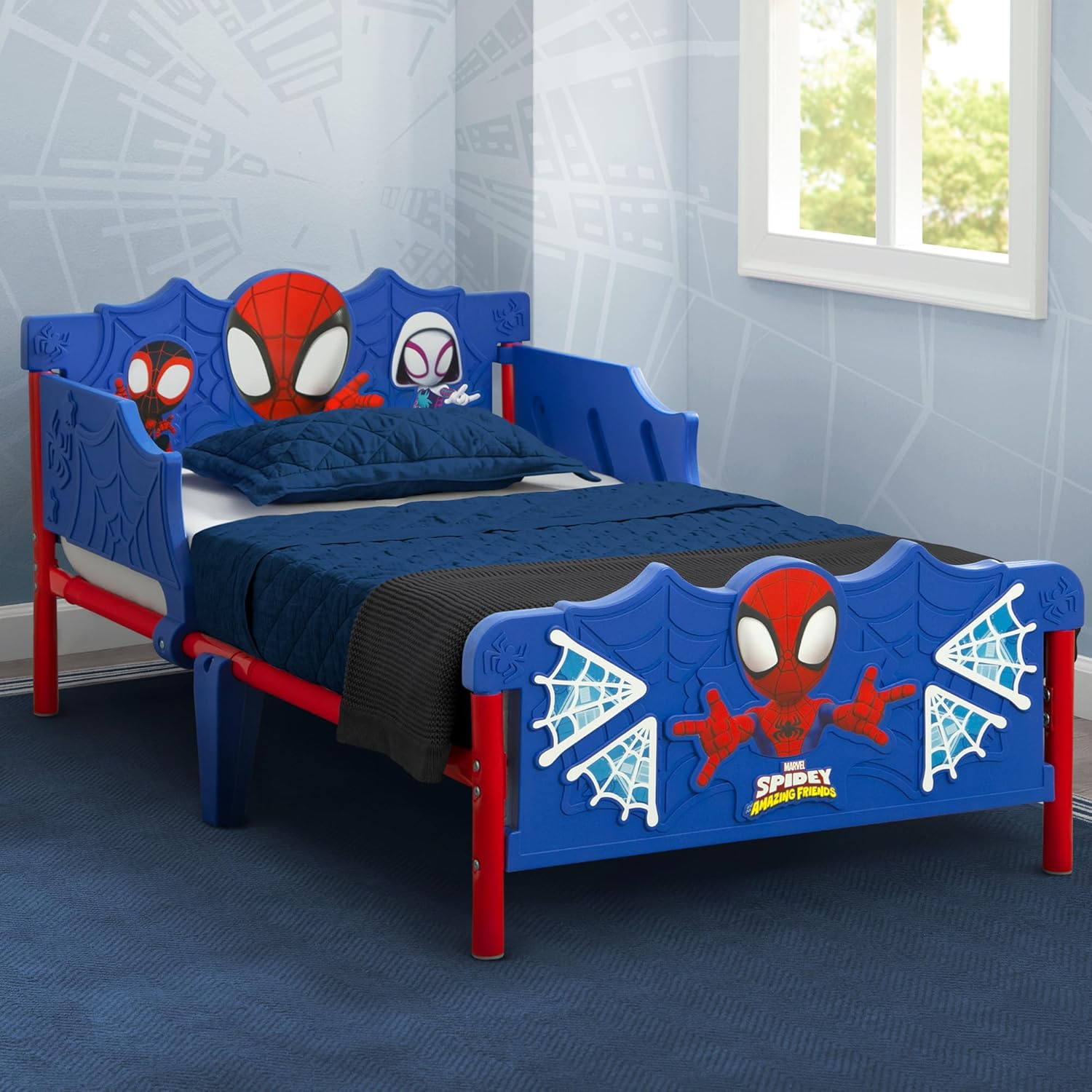 Delta Children Spidey and His Amazing Friends – Cama infantil 3D, color azul