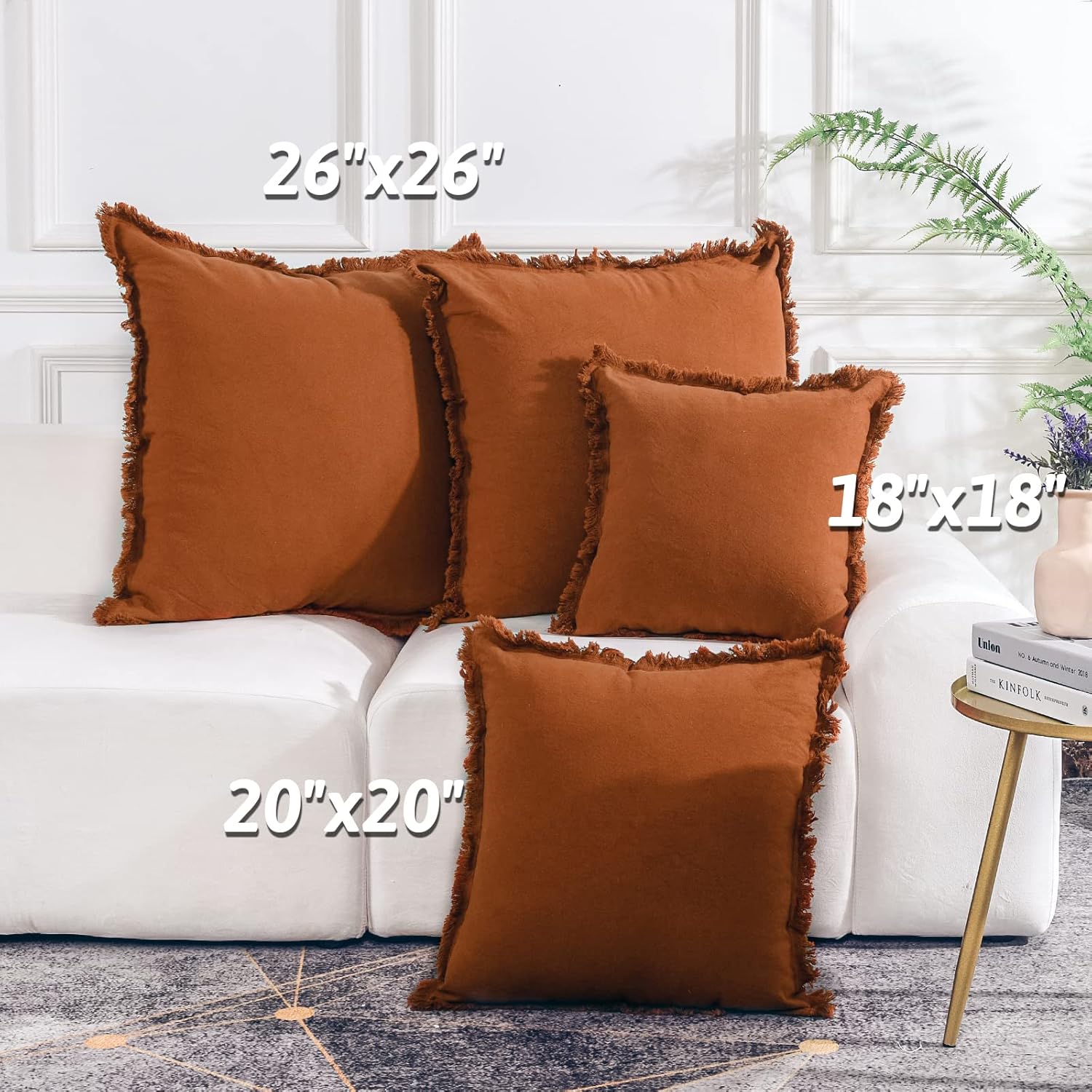 NEXHOME PRO Juego de 2 fundas de almohada bohemias de 20 x 20 pulgadas para sofá, fundas de almohada decorativas hechas a mano de lino para sofá