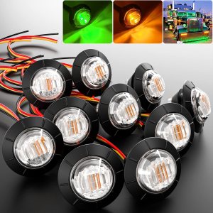 Luces LED de marcador redondo de 34 pulgadas, color ámbar a verde, luz trasera de bala trasera de doble color, luz indicadora de 12 V 4 LED con Luces LED de marcador redondo de 34 pulgadas, color ámbar a verde, luz trasera de bala trasera de doble color, luz indicadora de 12 V 4 LED con